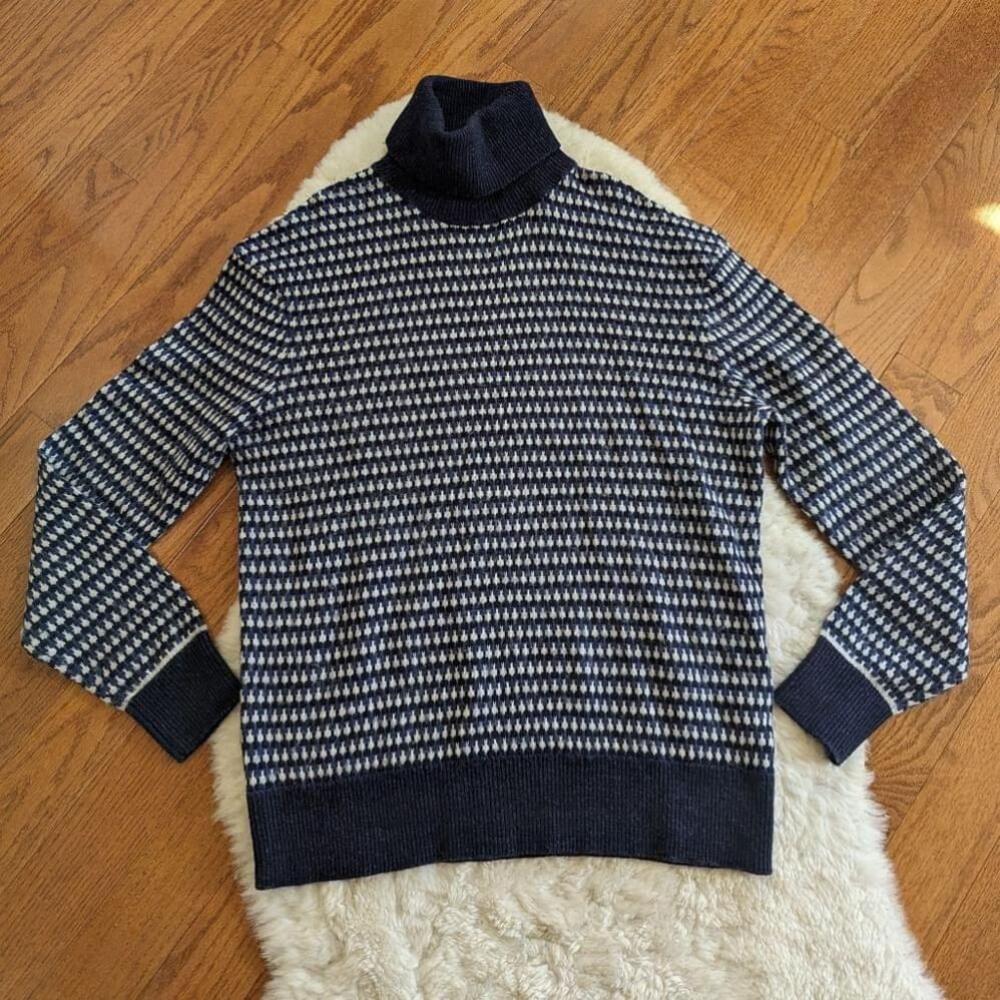 China Ted Baker riber turtleneck knit sweater navy blue Large 4 - Picture 5 of 13
